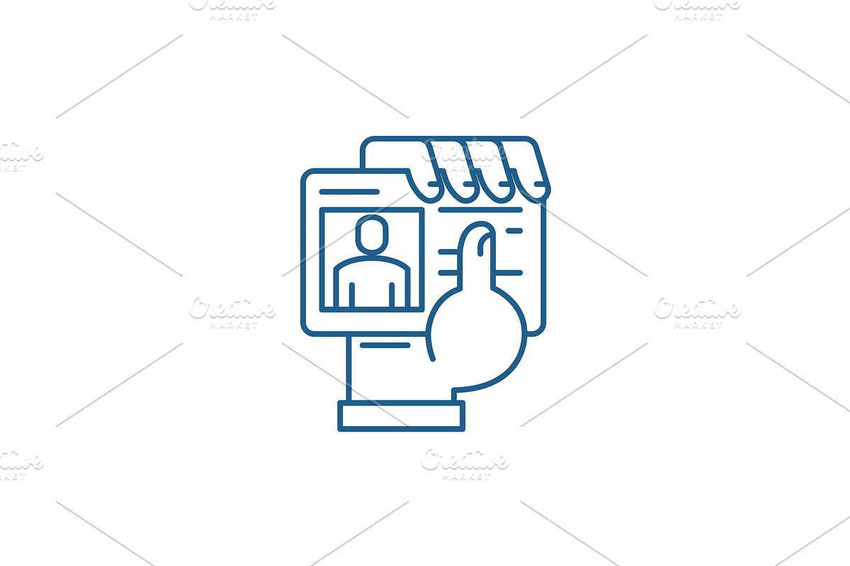 Business pass in hand line icon in Illustrations - product preview 8