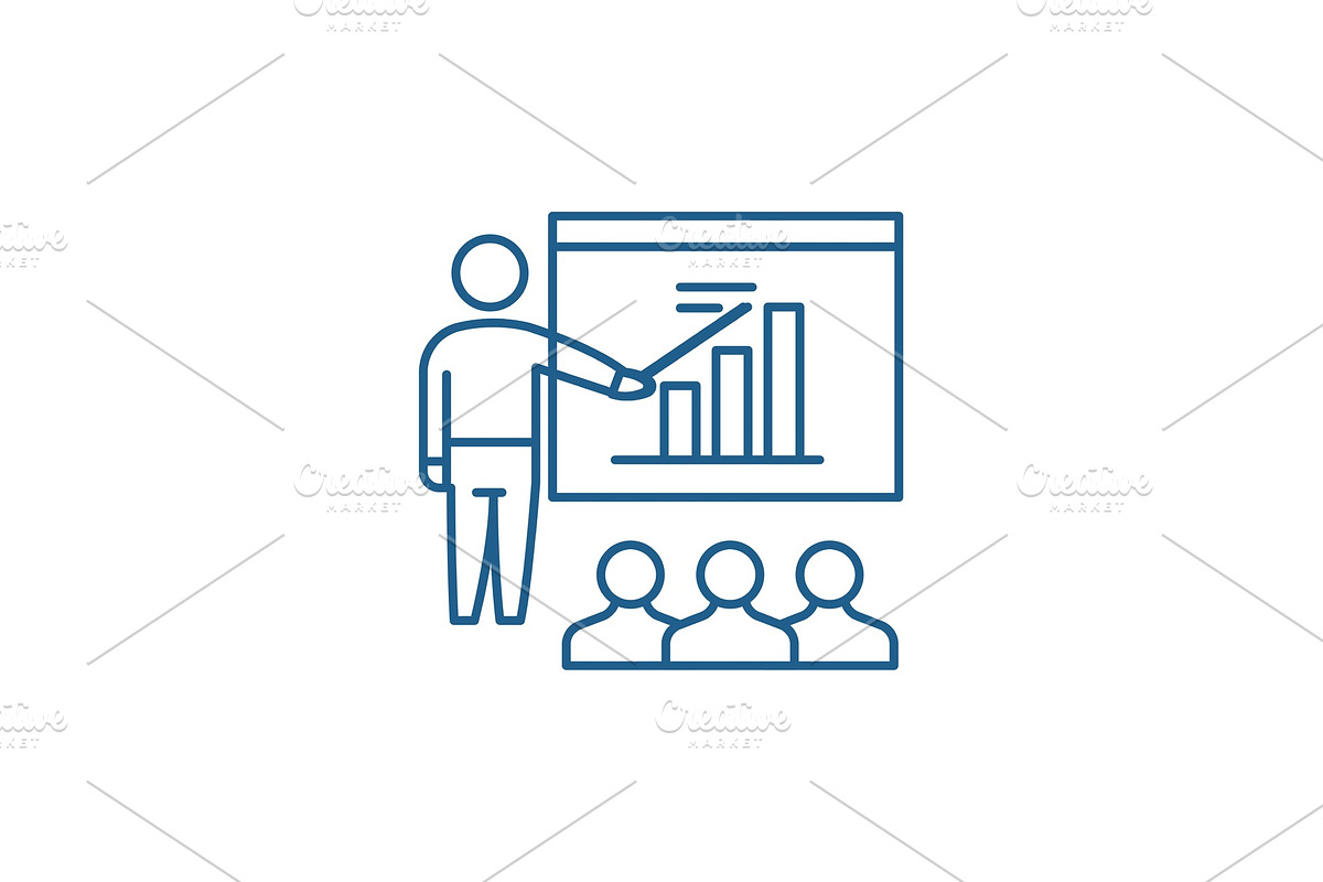 Business plan presentation line icon in Illustrations - product preview 8