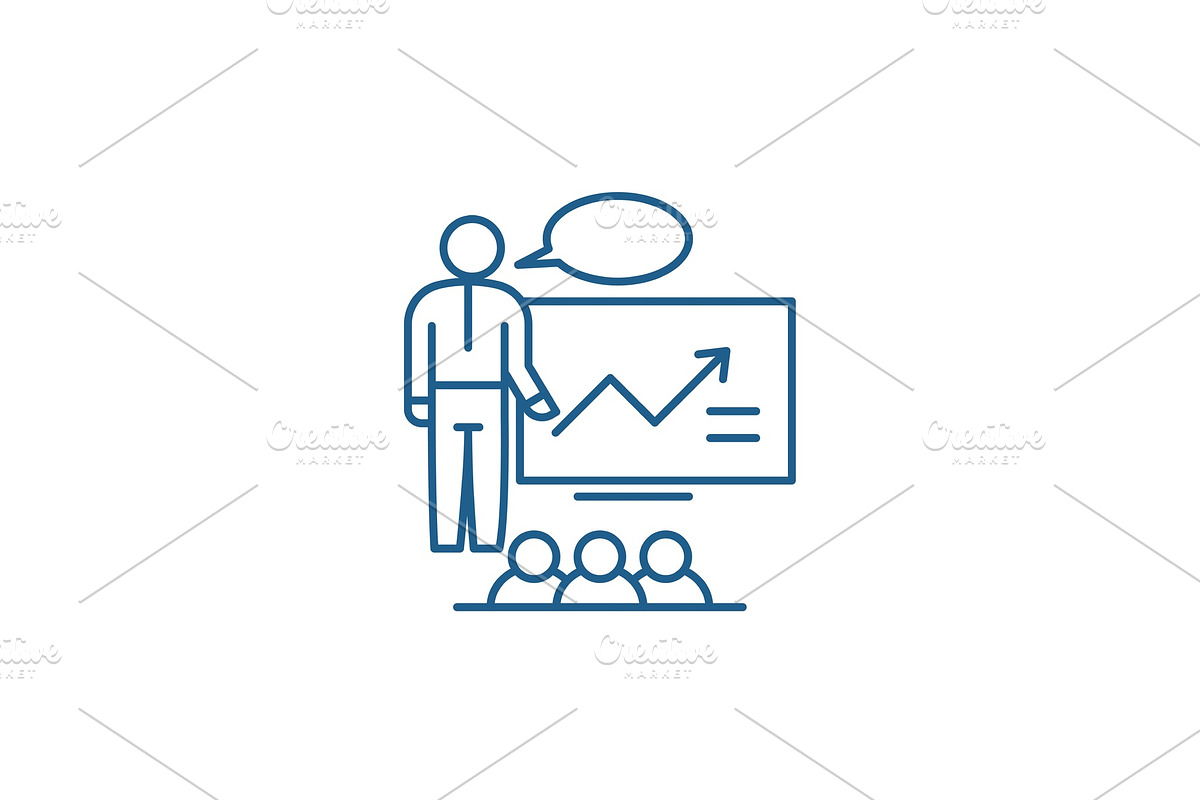 Business presentation line icon in Illustrations - product preview 8