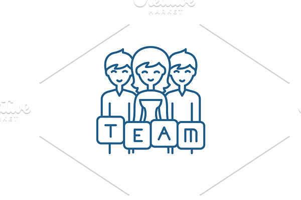 Business team line icon concept