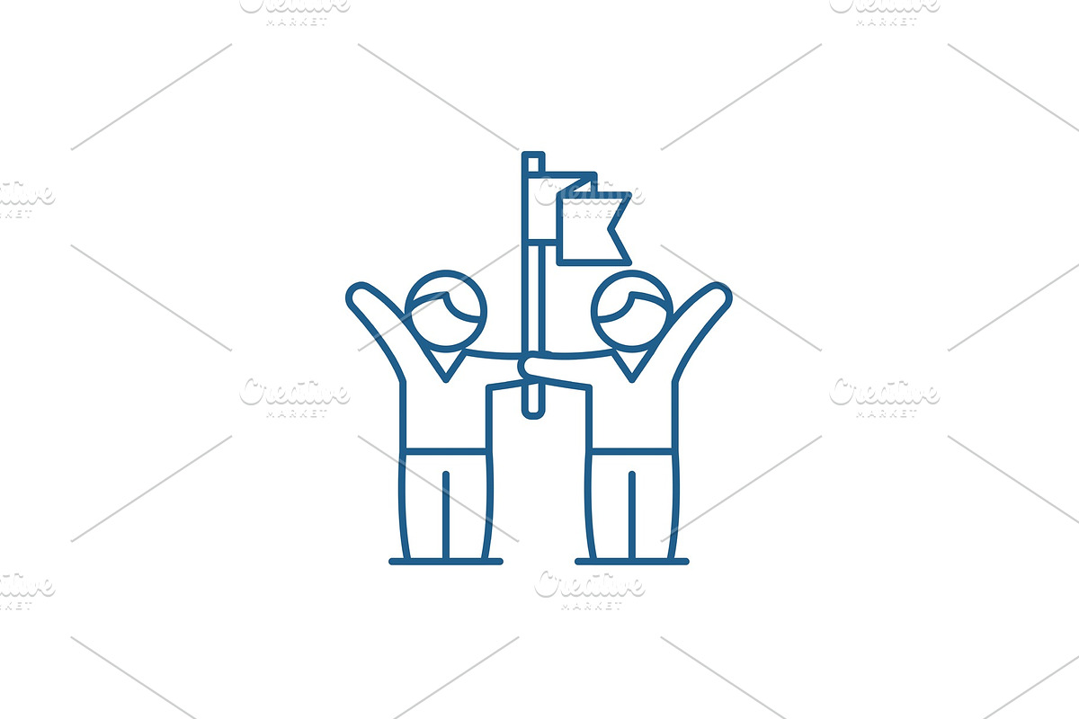 Business team success line icon in Illustrations - product preview 8