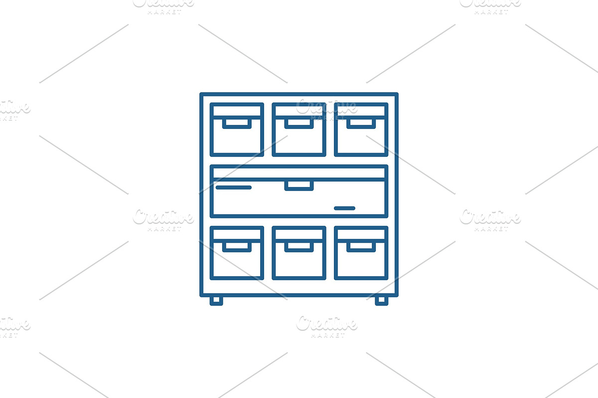 Cabinet with documents line icon in Illustrations - product preview 8