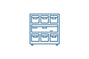 Cabinet with documents line icon