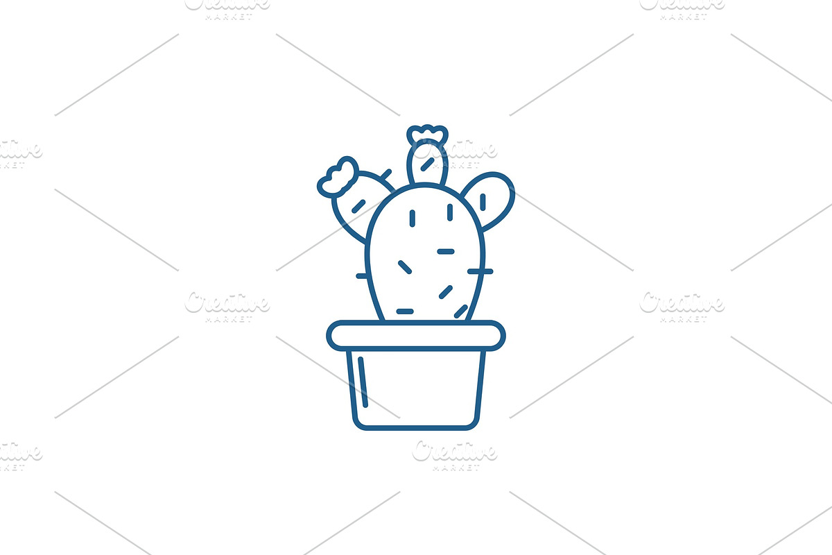 Cactus in a pot line icon concept in Illustrations - product preview 8