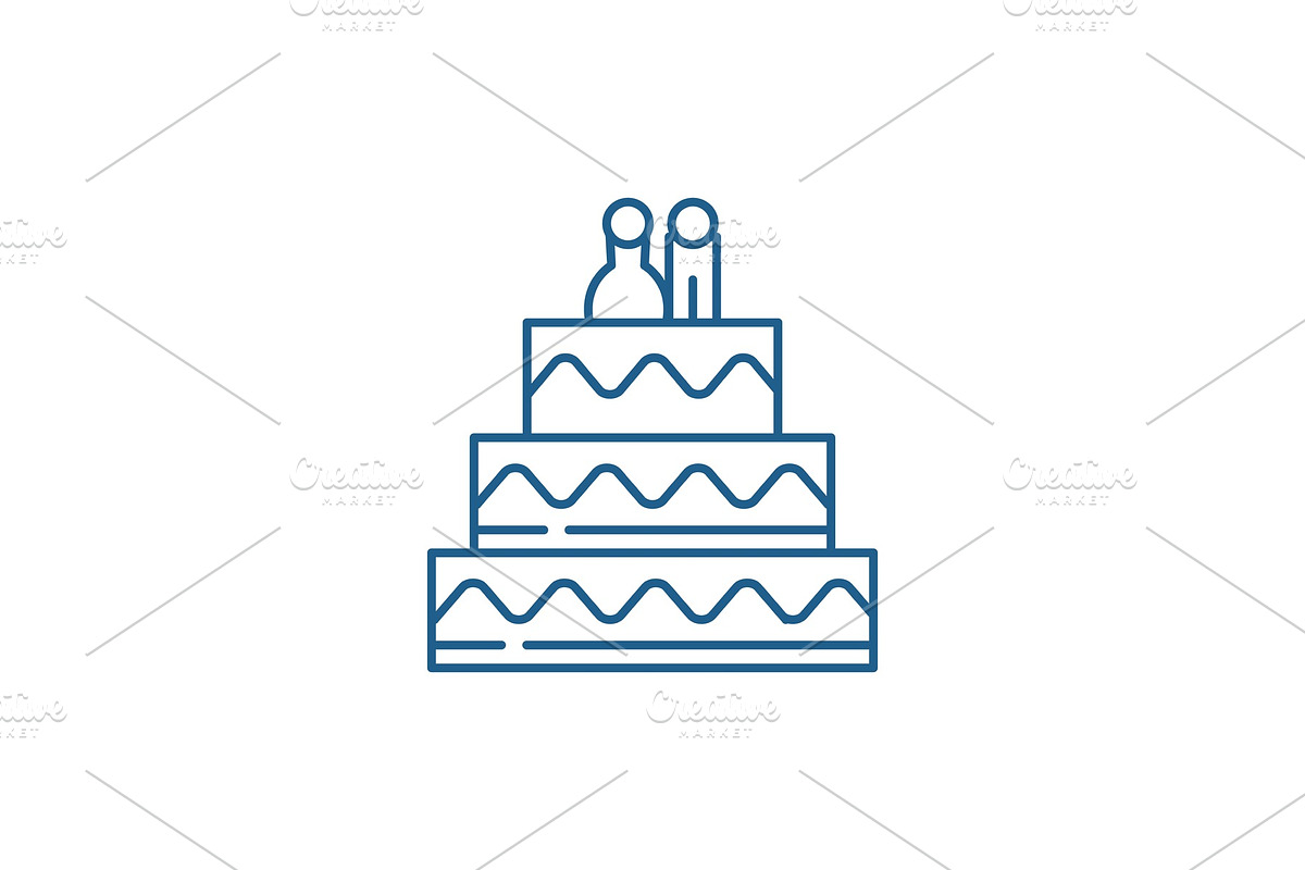 Cake for lovers line icon concept in Illustrations - product preview 8