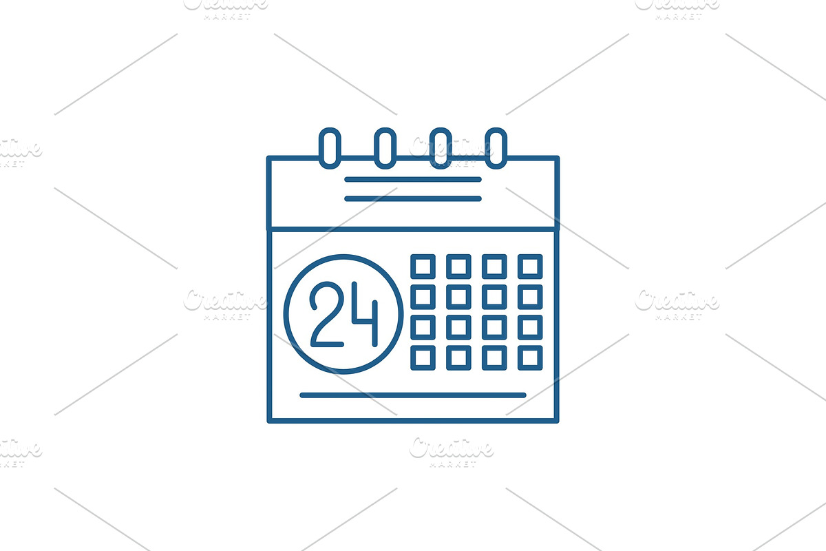 Calendar planning system line icon in Illustrations - product preview 8