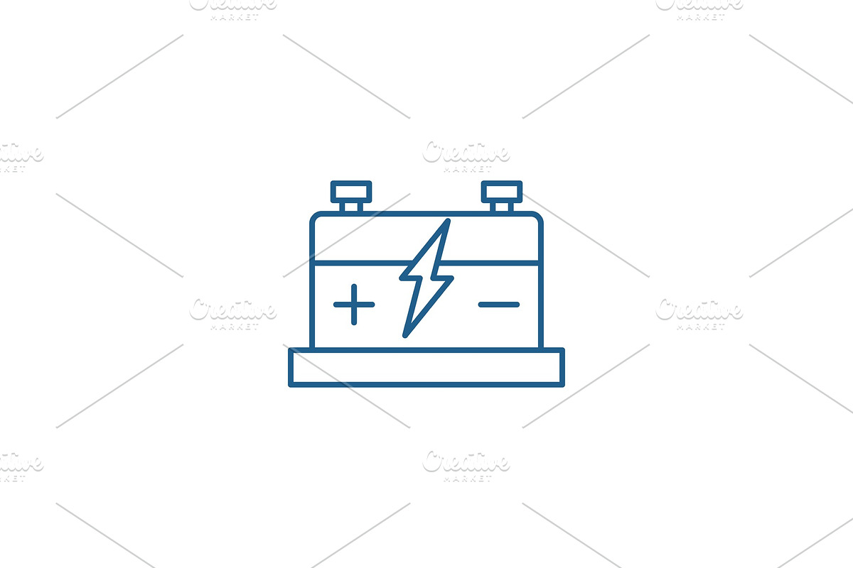 Car battery line icon concept. Car in Illustrations - product preview 8
