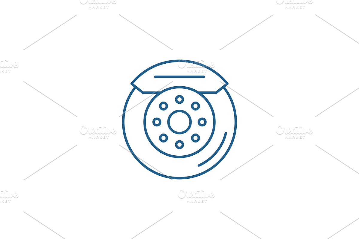 Car brake pads line icon concept in Illustrations - product preview 8