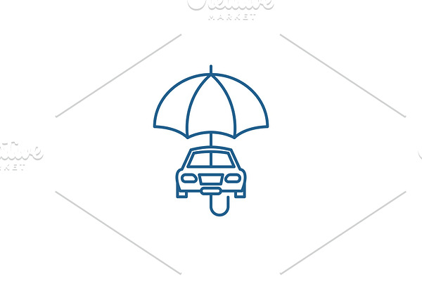 Car insurance line icon concept. Car