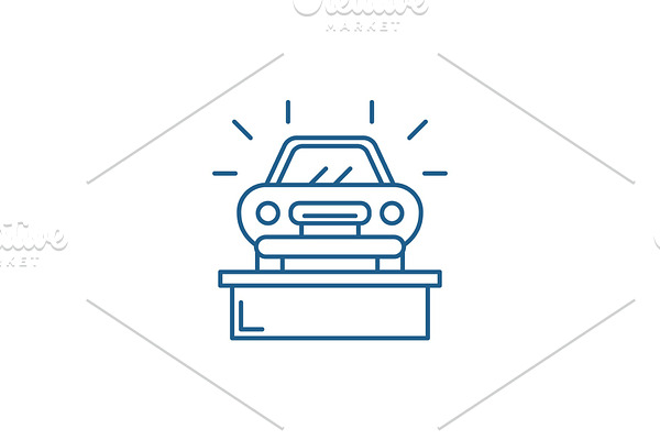 Car showroom line icon concept. Car