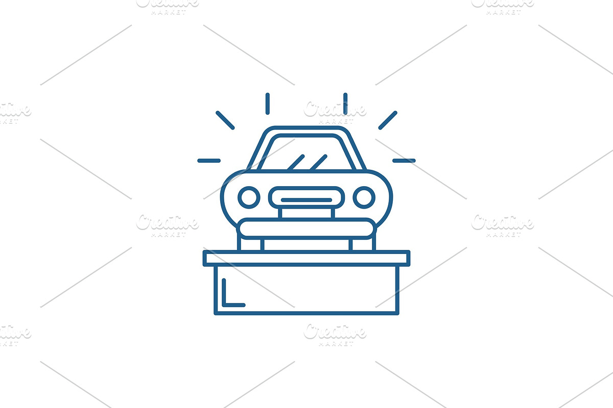 Car showroom line icon concept. Car in Illustrations - product preview 8
