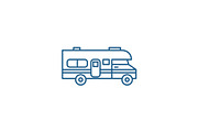 Caravan car line icon concept