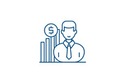 Career growth manager line icon