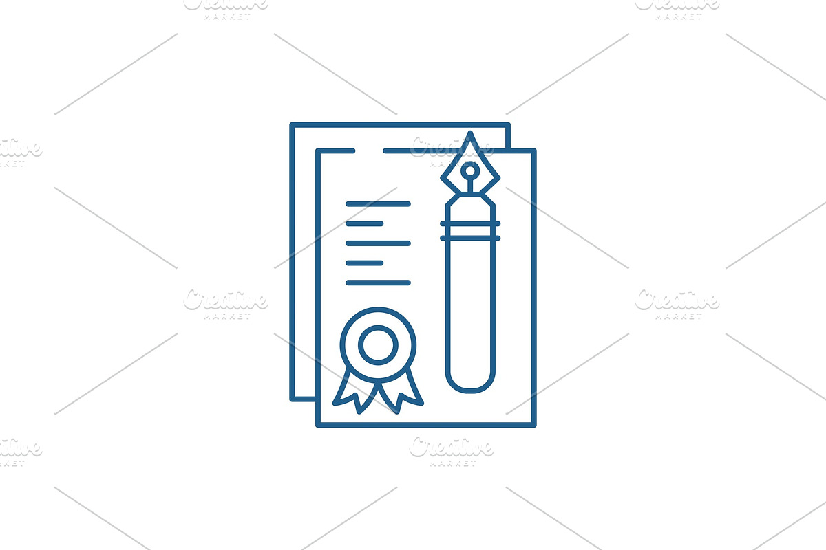 Certificate line icon concept in Illustrations - product preview 8