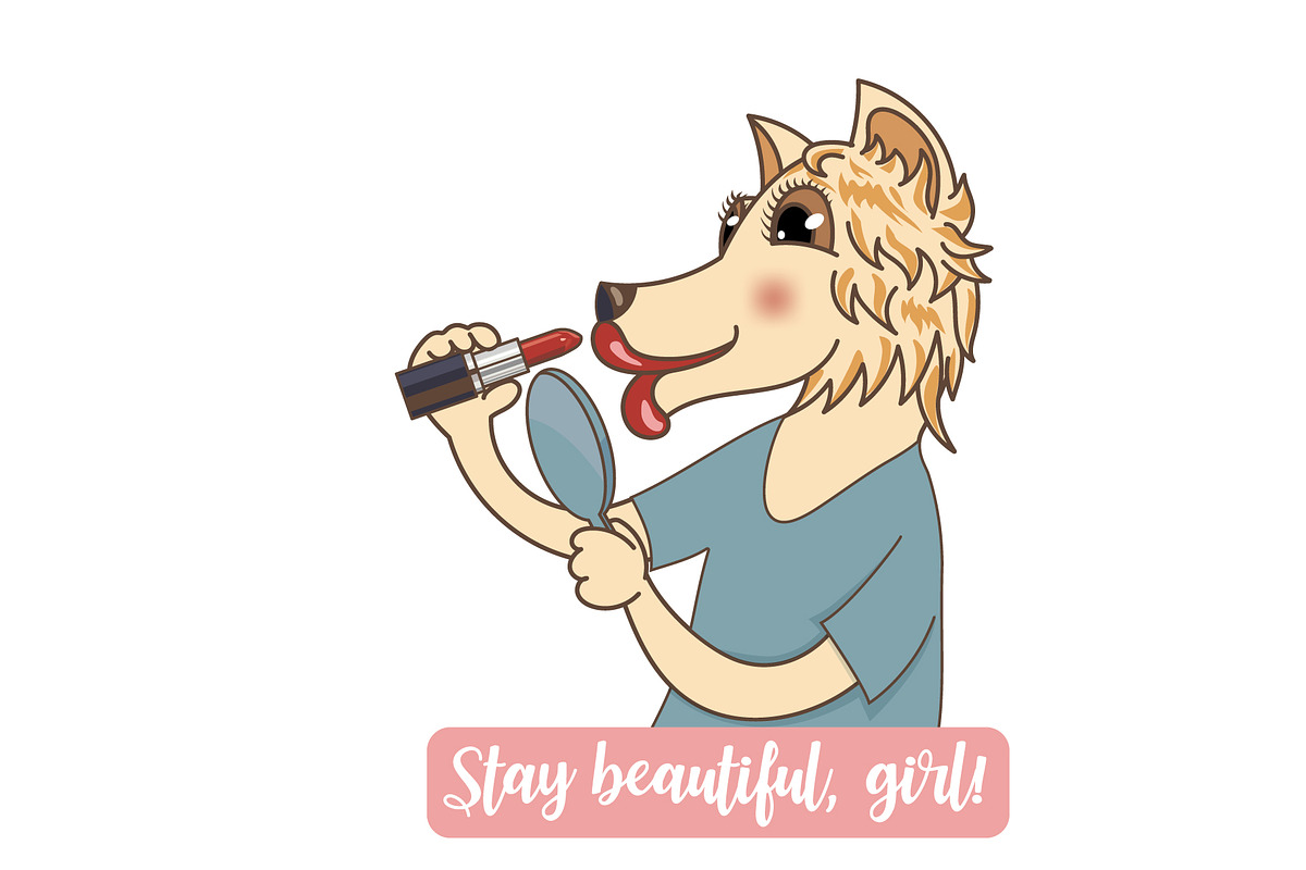 The female horse is using a red lips in Illustrations - product preview 8