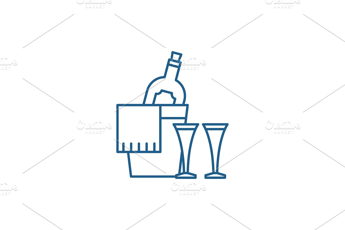 Champagne line icon concept in Illustrations - product preview 8