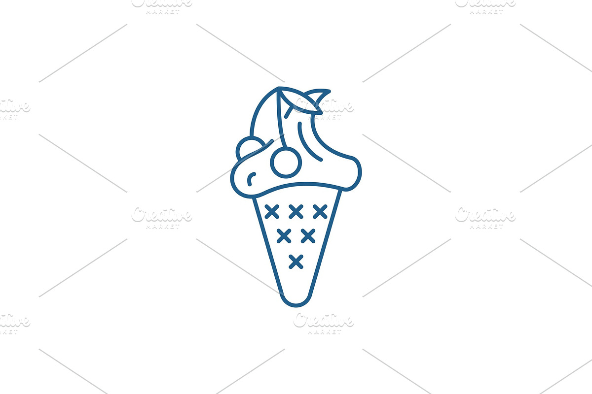 Cherry ice cream line icon concept in Illustrations - product preview 8