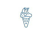 Cherry ice cream line icon concept