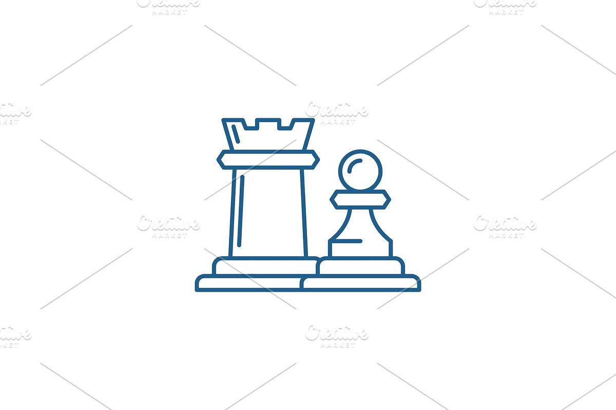 Chess pieces rook and pawn line icon in Objects - product preview 8