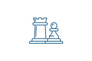 Chess pieces rook and pawn line icon