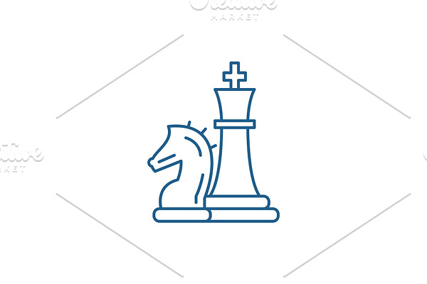 Chess pieces, knight and queen line