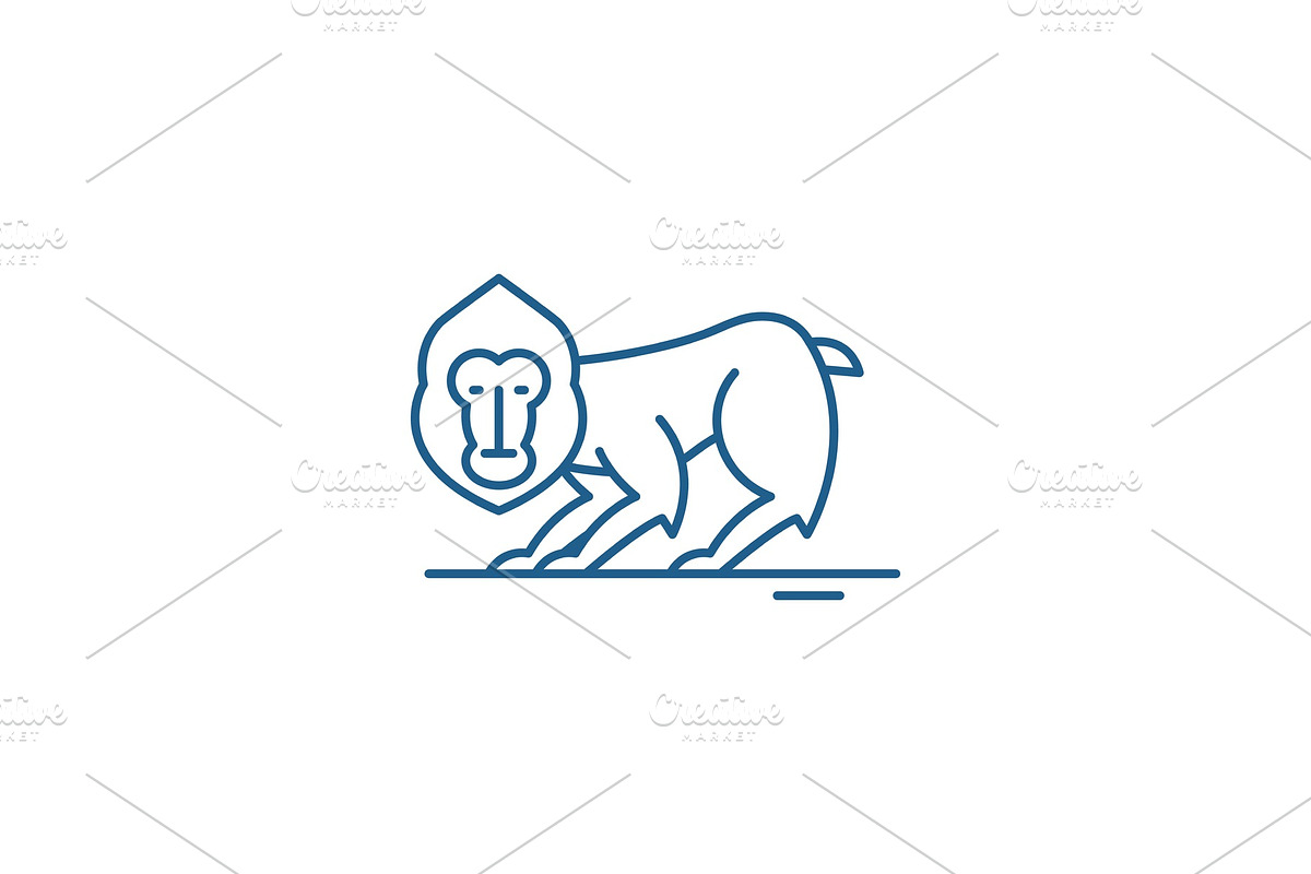 Chimpanzee line icon concept in Illustrations - product preview 8