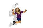 Badminton player, lion in human body