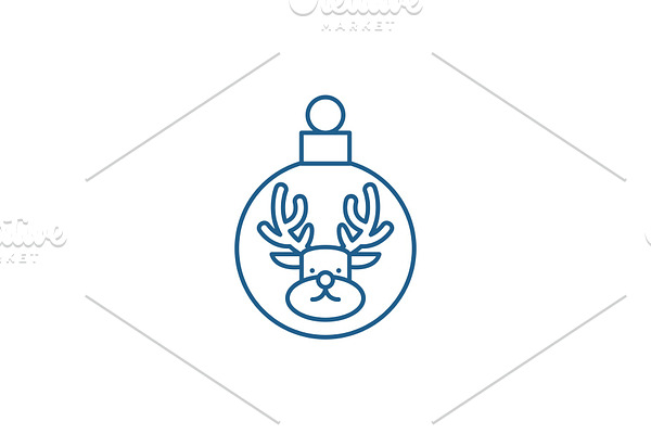 Christmas ball with a deer line icon