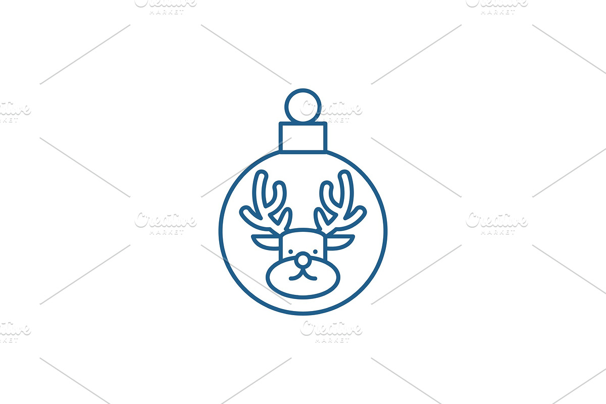 Christmas ball with a deer line icon in Objects - product preview 8