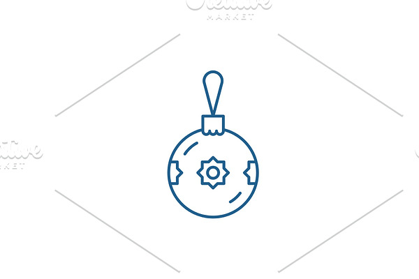 Christmas ball with decor line icon