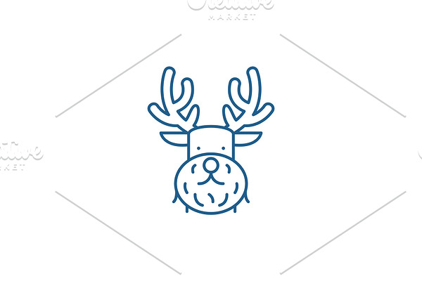 Christmas deer line icon concept