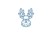 Christmas deer line icon concept