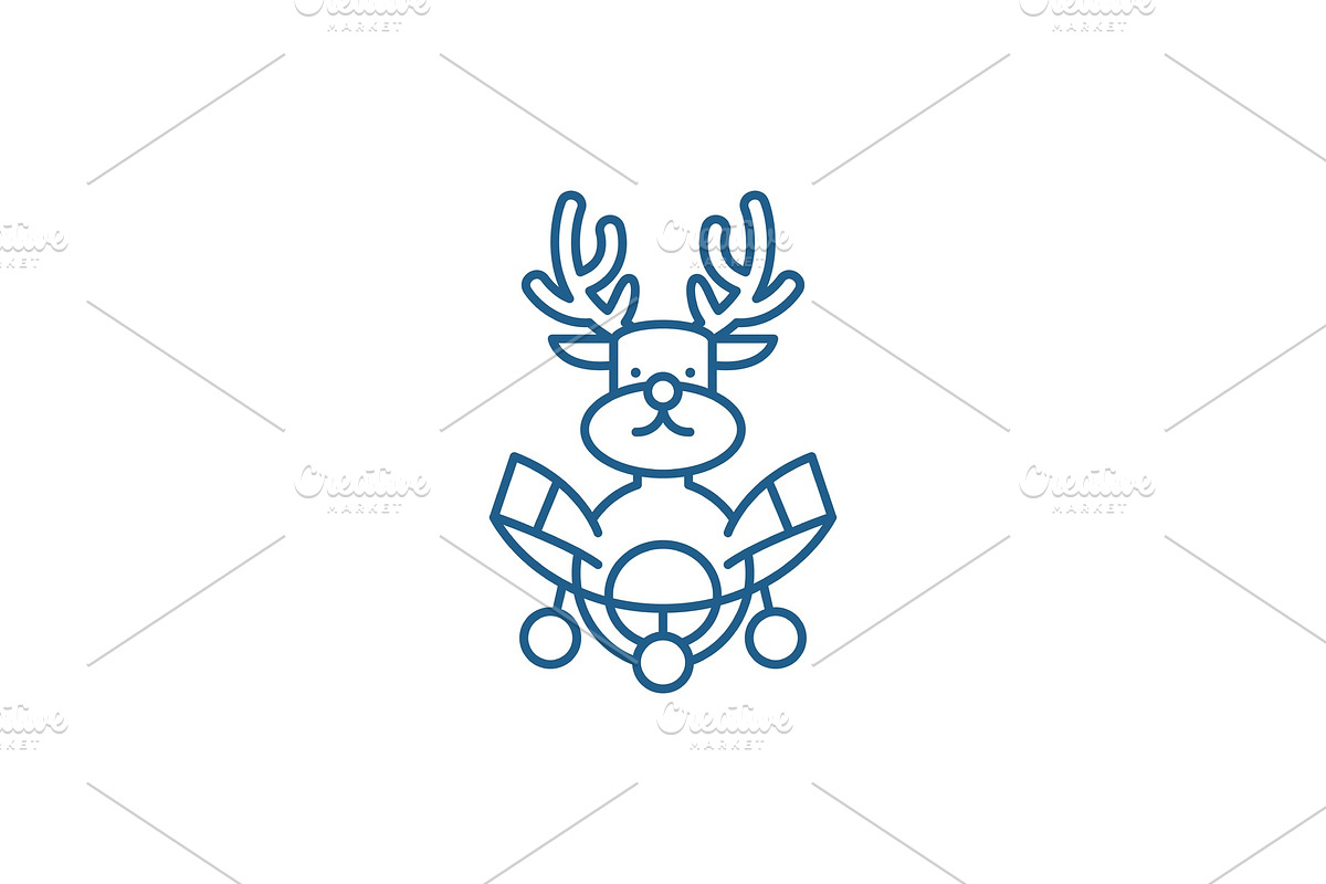 Christmas deer decoration line icon in Objects - product preview 8