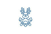 Christmas deer decoration line icon