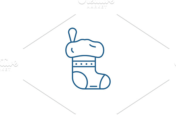 Christmas sock line icon concept
