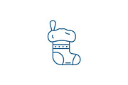 Christmas sock line icon concept
