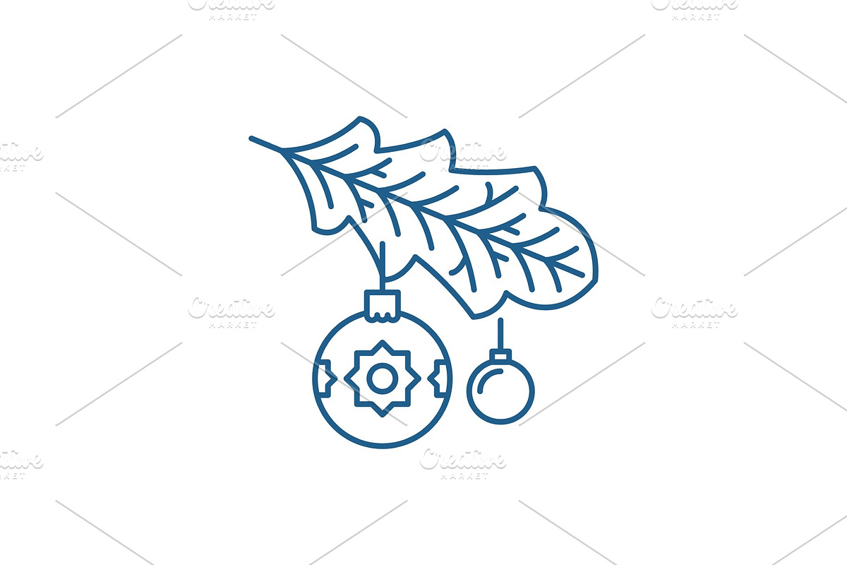 Christmas tree branch line icon in Objects - product preview 8