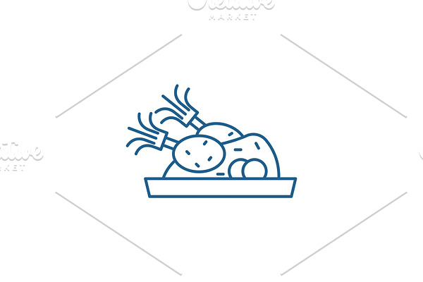 Christmas turkey line icon concept