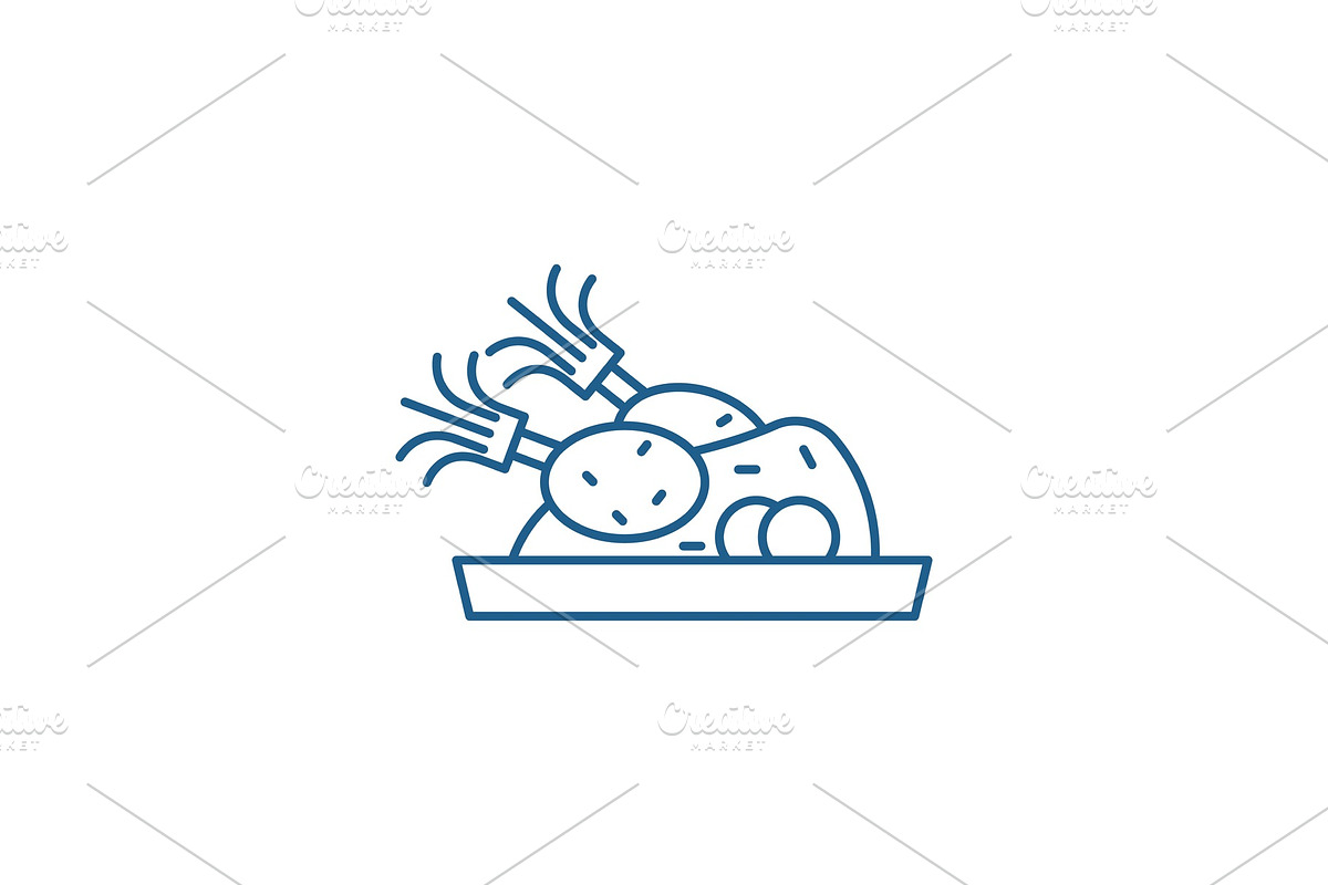 Christmas turkey line icon concept in Illustrations - product preview 8