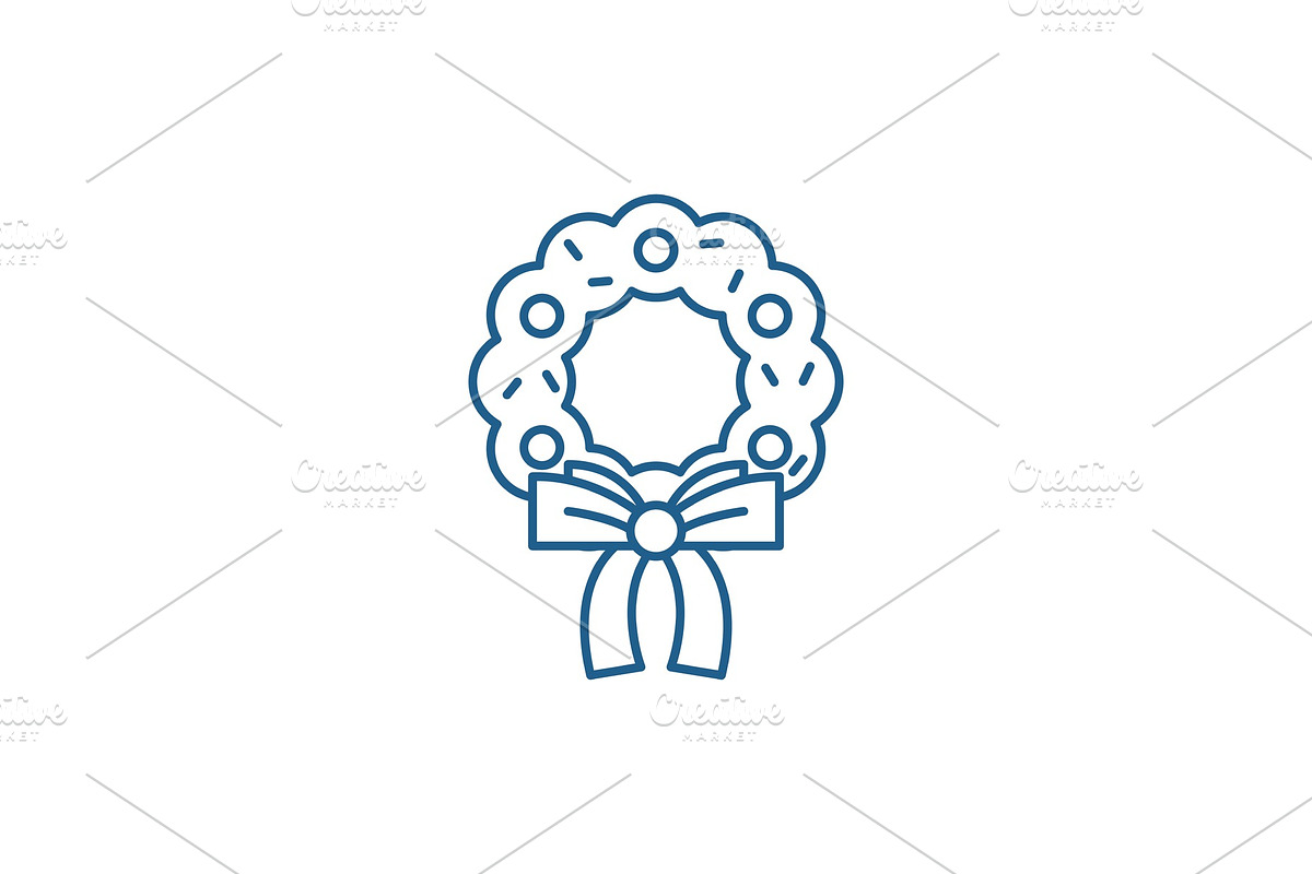Christmas wreath line icon concept in Objects - product preview 8
