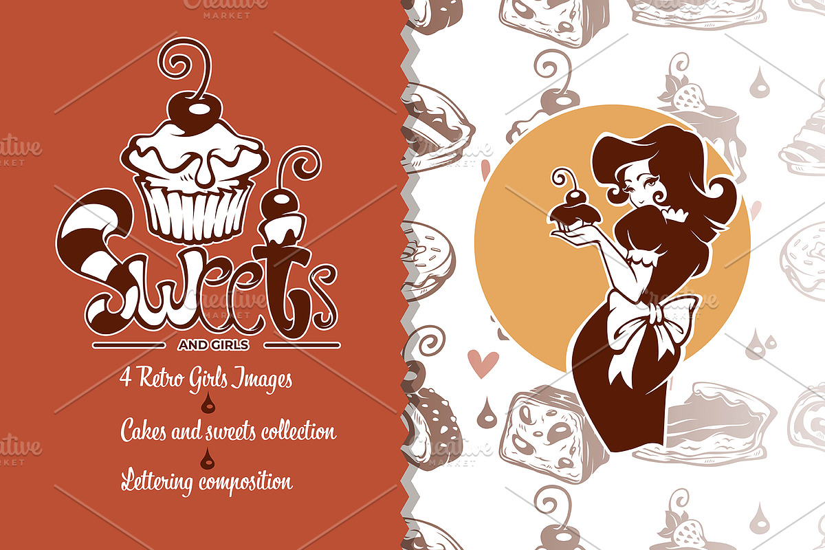 Sweets and girls in Illustrations - product preview 8
