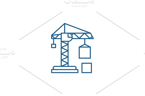Civil construction crane line icon