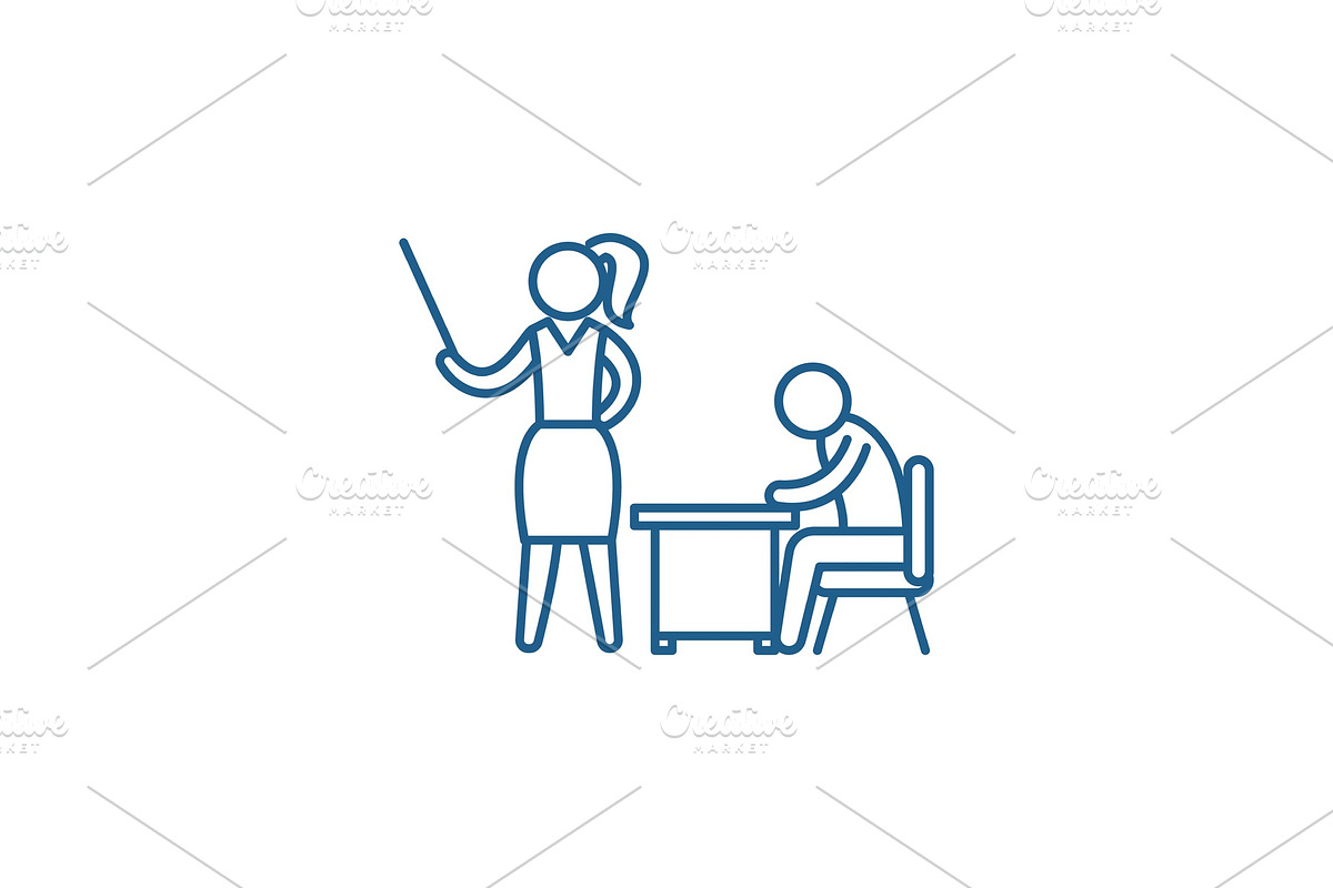 Classroom training line icon concept in Illustrations - product preview 8