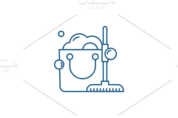 Cleaning service line icon concept