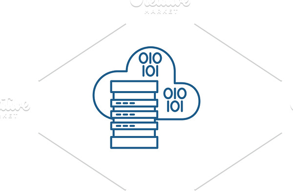 Cloud hosting line icon concept