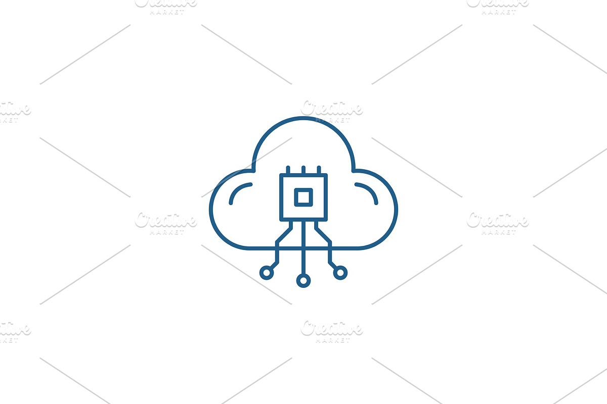 Cloud technologies system line icon in Illustrations - product preview 8