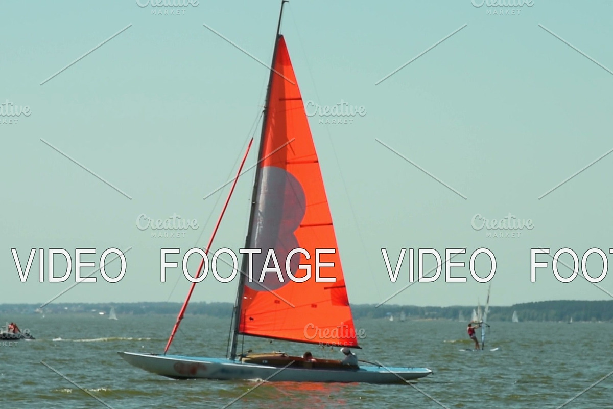 Sailboat and windsurfers in Graphics - product preview 8