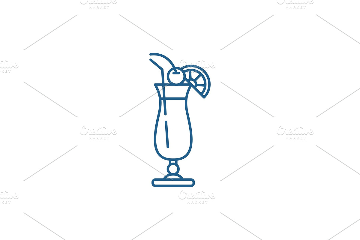 Cocktail on the beach line icon in Illustrations - product preview 8