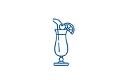 Cocktail on the beach line icon