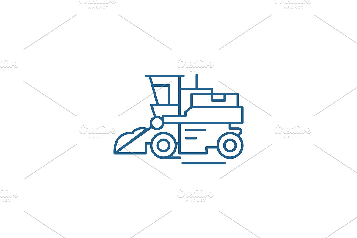 Combine harvester line icon concept in Illustrations - product preview 8